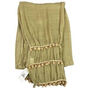 Jessica Simpson Womens Shawl Wrap Scarf Tan Pom Poms